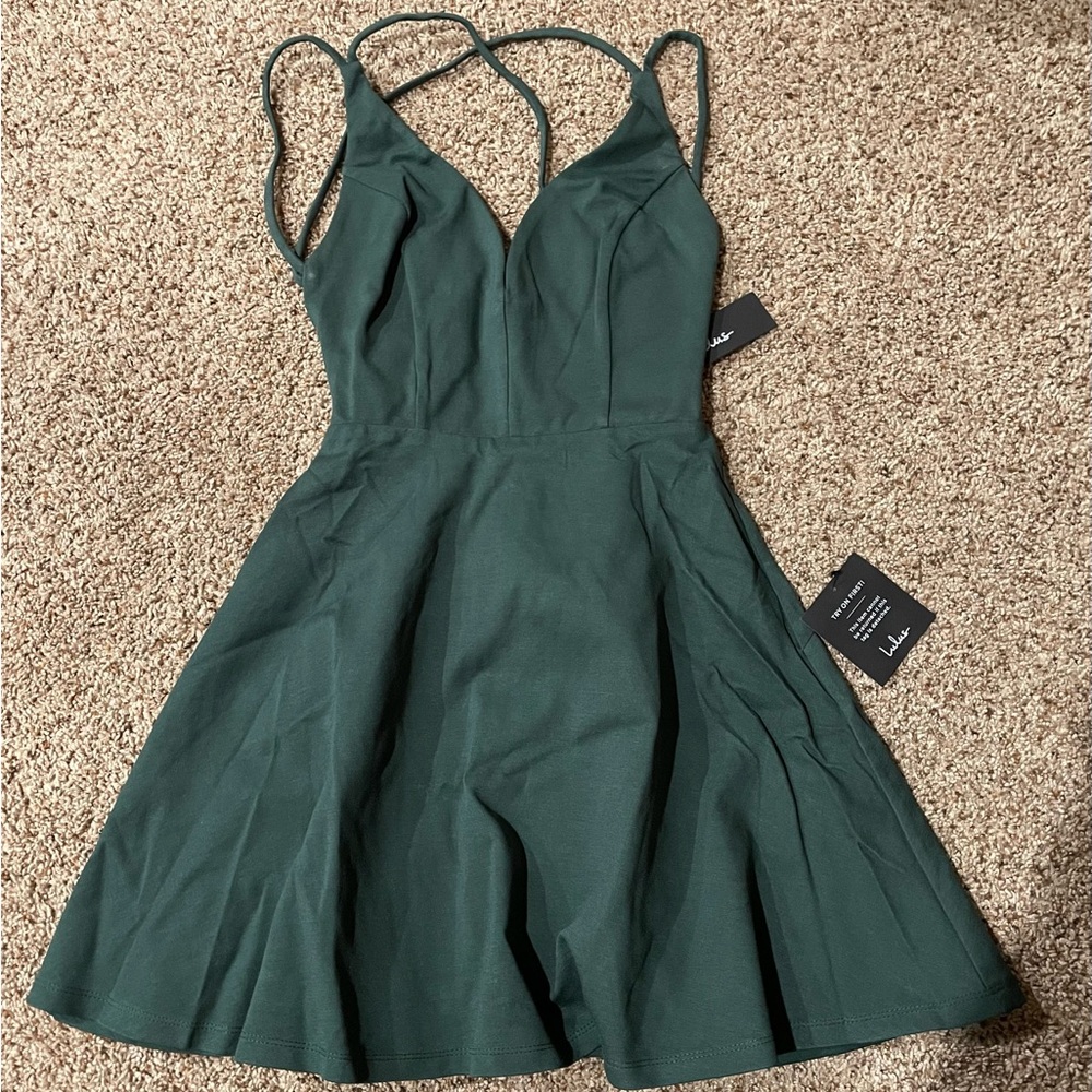 Lulu's Dark Green Skater Dress